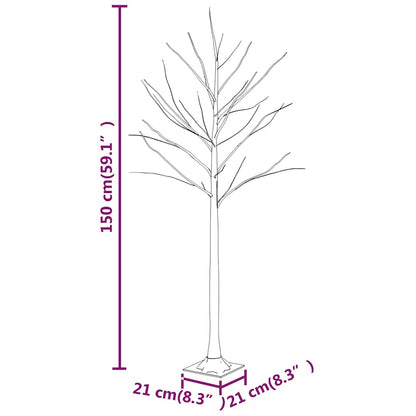 Vidaxl Abedul Artificial Blanco Con 72 Leds Blanco Cálido 150 Cm_2