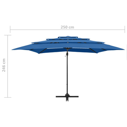 Vidaxl Sombrilla Jardín 4 Niveles Palo Aluminio Azul Celeste 250x250cm_2