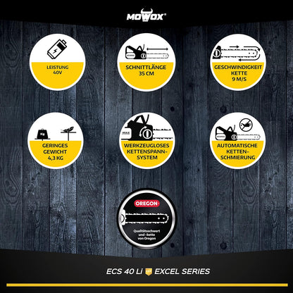 Mowox Motosierra De Bateria 40 V Con Espada De 35 Cm. Espada Y Cadena Oregon. No Incluye Bateria Ni Cargador_3