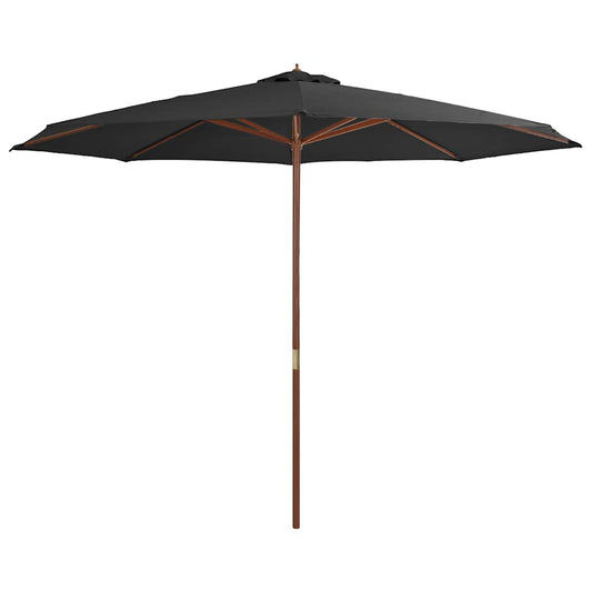Vidaxl Sombrilla De Jardín Con Palo De Madera 350 Cm Gris Antracita_0