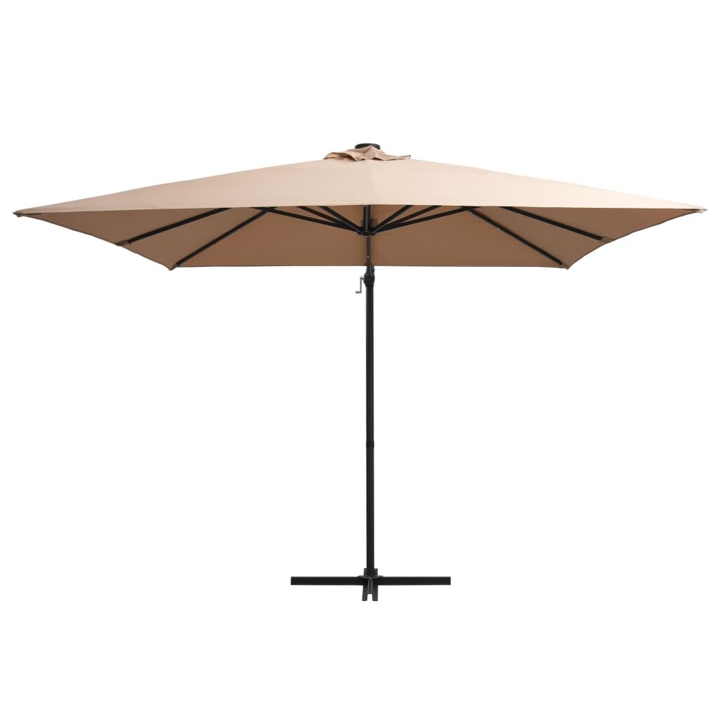 Vidaxl Sombrilla Voladiza Jardín Led Palo De Acero Taupe 250x250 Cm_1