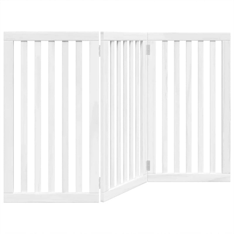 Vidaxl Puerta Para Perros Plegable 3 Paneles Madera Álamo Blanca 150cm_5