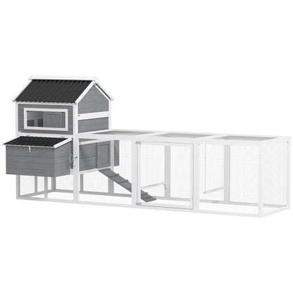 Pawhut Gallinero Para Exterior Con Columpio Perchas 315,5x150,5x140,5 Cm Gris_0