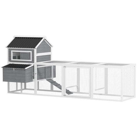 Pawhut Gallinero Para Exterior Con Columpio Perchas 315,5x150,5x140,5 Cm Gris_0