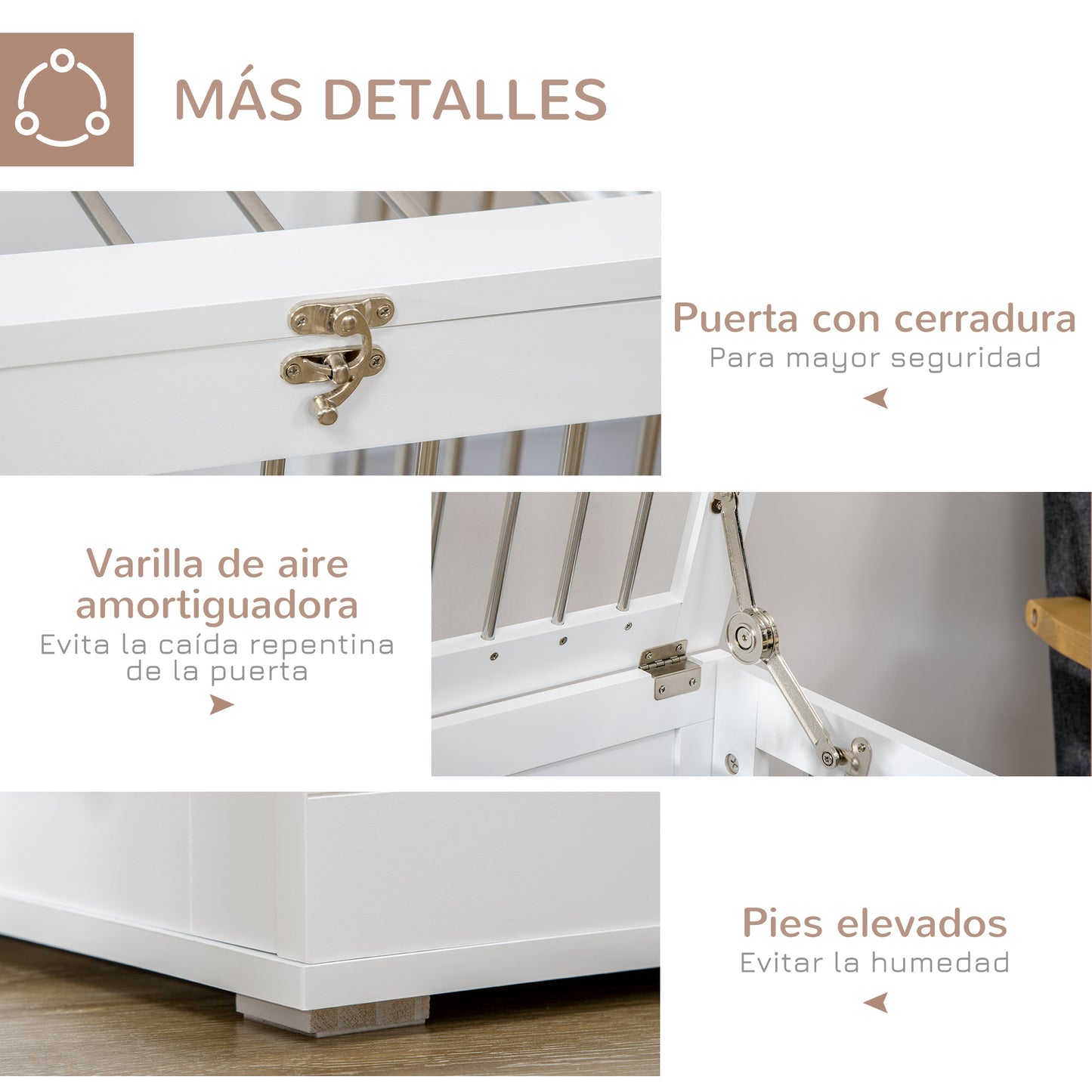 Pawhut Jaula Para Perros Medianos 2 En 1 Mesa Auxiliar Con 2 Puertas Blanco_5