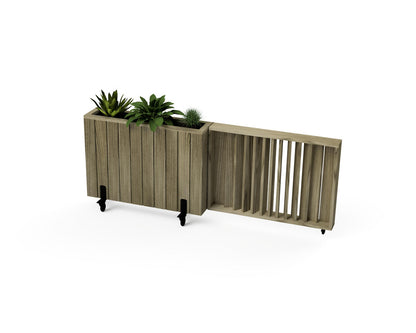 Kit Jardinera Alta De Madera Con Ruedas Y Barandilla 100x24x80 Cm Hortalia_0