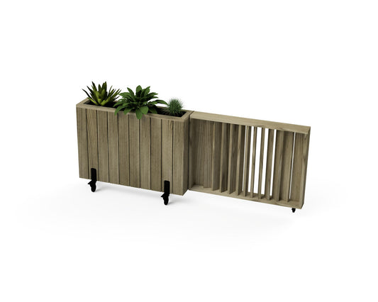 Kit Jardinera Alta De Madera Con Ruedas Y Barandilla 100x24x80 Cm Hortalia_0