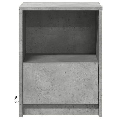 Mesita De Noche Con Luces Led Madera Ingeniería Gris Hormigón_4