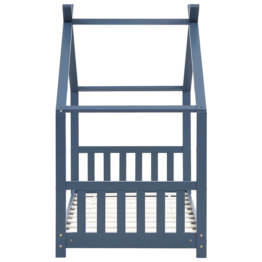 Vidaxl Estructura De Cama Infantil Madera Maciza Pino Gris 80x160 Cm_4