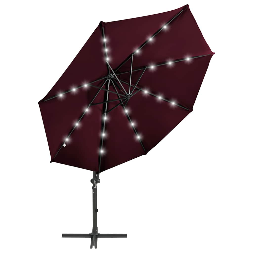Vidaxl Sombrilla Jardín Voladiza Palo Y Luces Led Rojo Burdeos 300 Cm_4