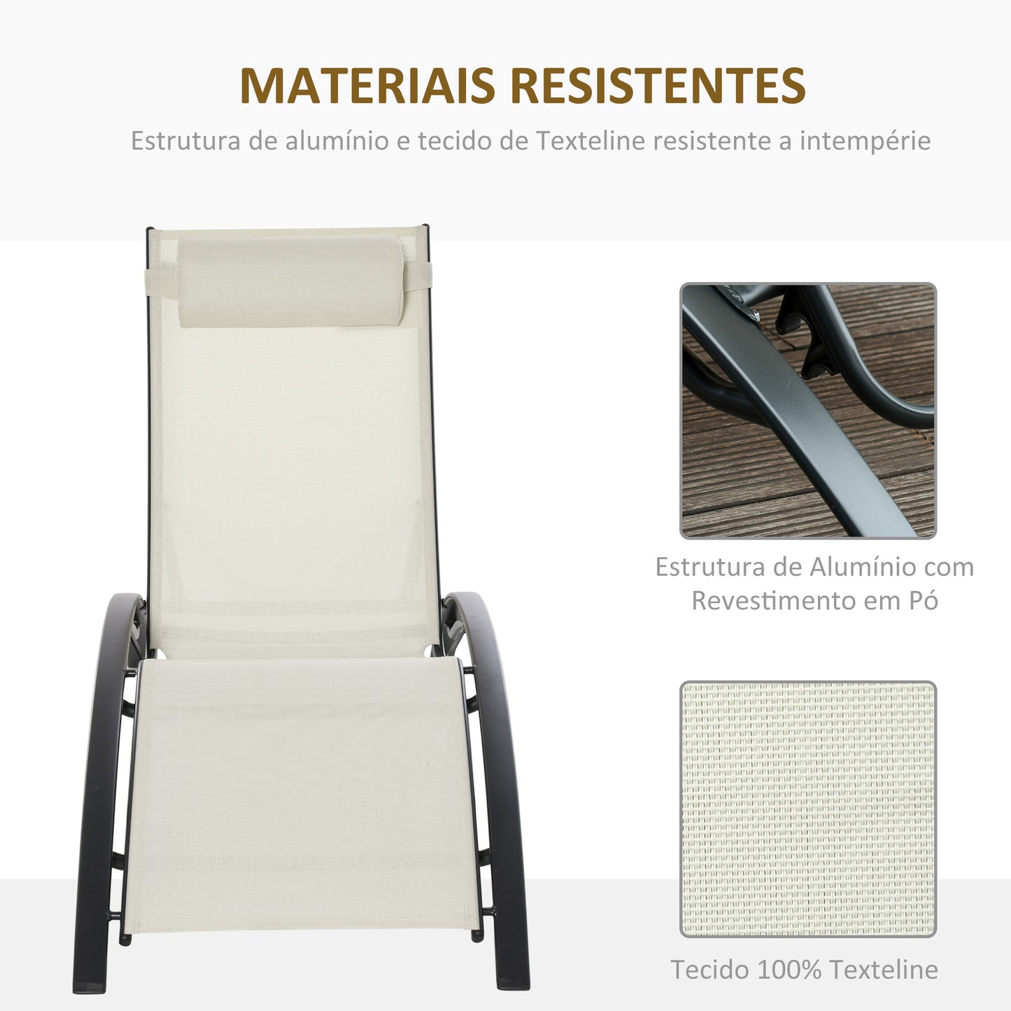 Outsunny Conjunto De 2 Tumbonas De Jardín De Aluminio 171x64x82 Cm Beige_5