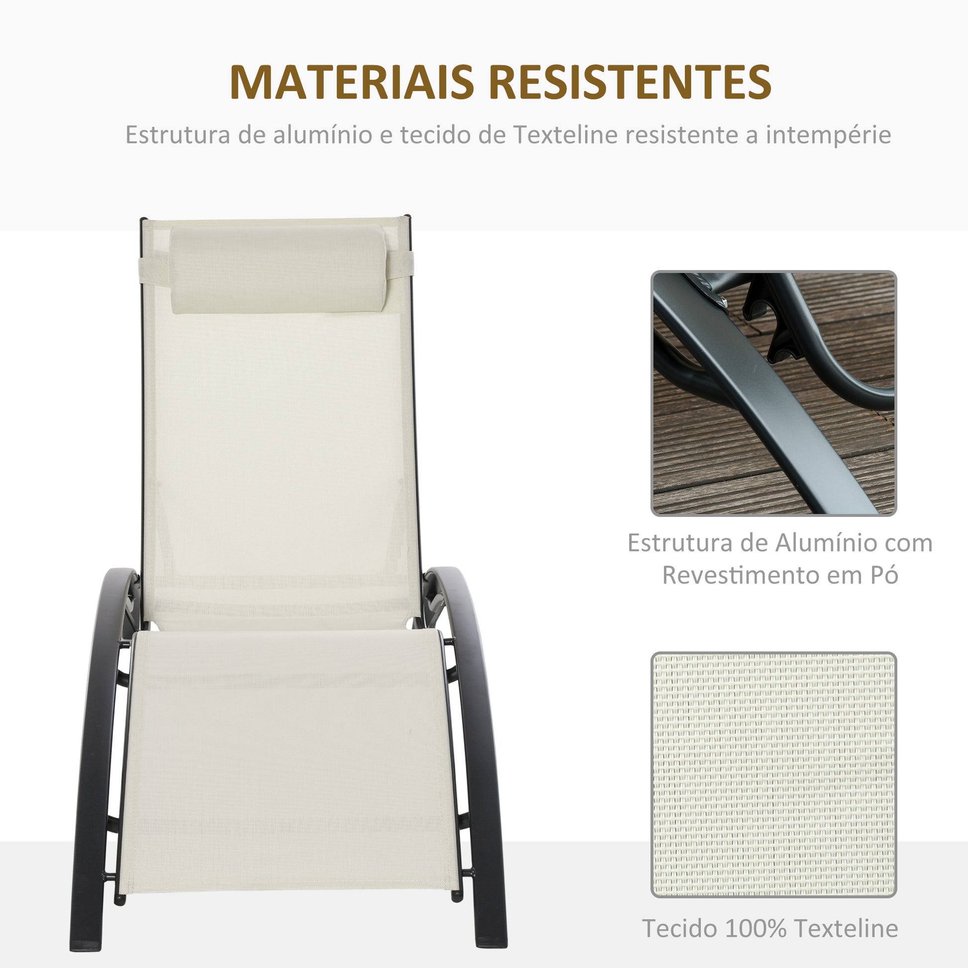 Outsunny Conjunto De 2 Tumbonas De Jardín De Aluminio 171x64x82 Cm Beige_5
