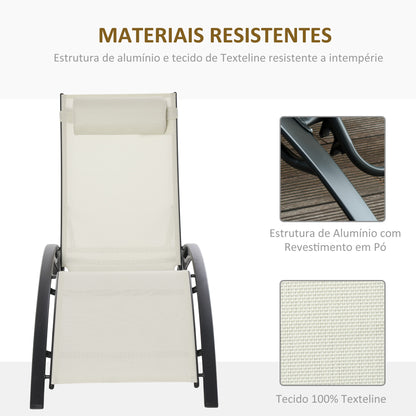 Outsunny Conjunto De 2 Tumbonas De Jardín De Aluminio 171x64x82 Cm Beige_5