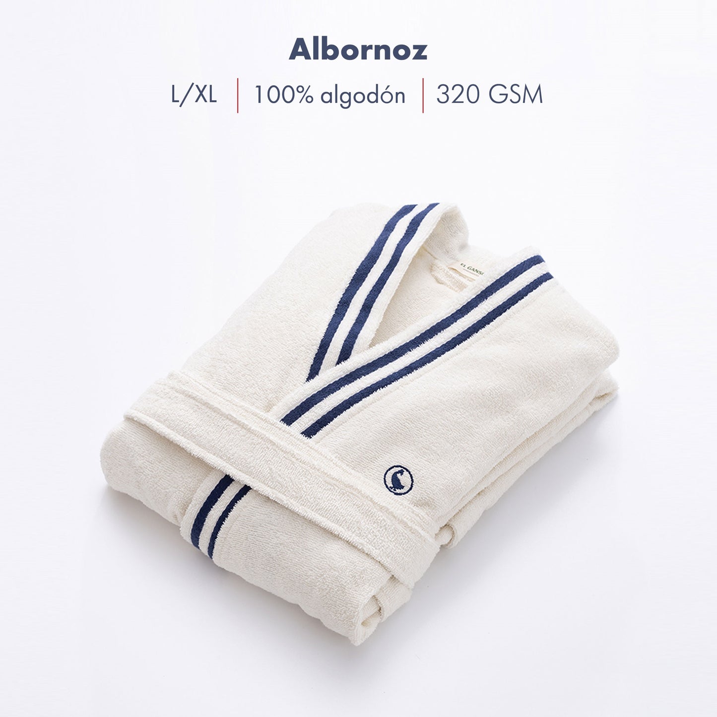 Albornoz Crudo L/xl 320gsm 100% Algodón Con Logo Bordado El Ganso_1