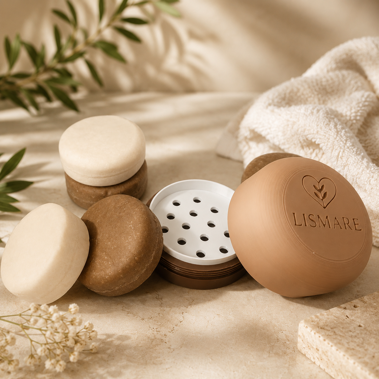 Pack 2 champú sólidos de jengibre 75 g + jabonera Lismare de regalo - Cuero cabelludo seco y débil. Ideal gimnasio._2