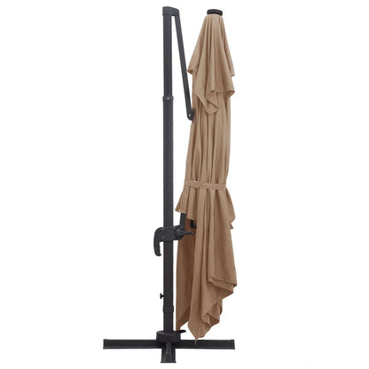Vidaxl Sombrilla Voladiza Jardín Luces Led Poste Aluminio Taupe 4x3 M_4