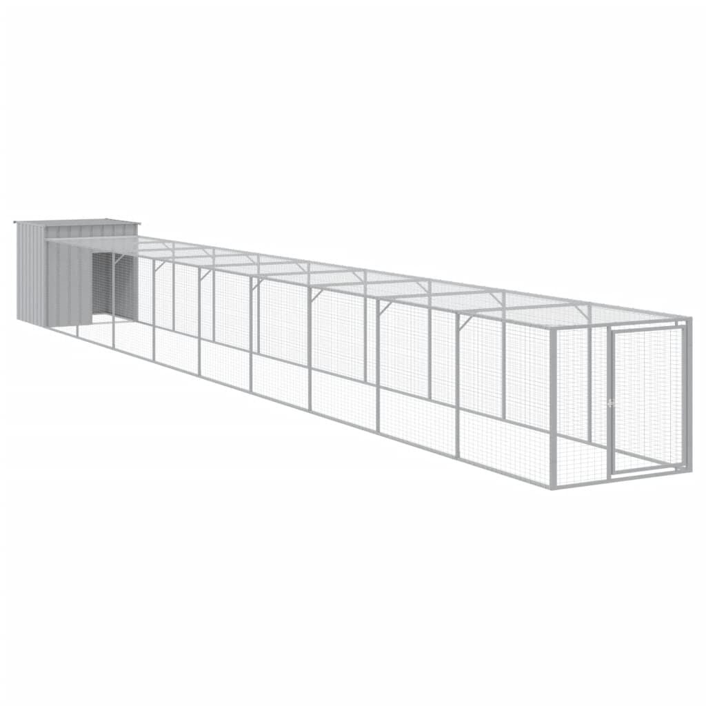 Vidaxl Gallinero Y Corral Acero Galvanizado Gris Claro 110x1017x110 Cm_0