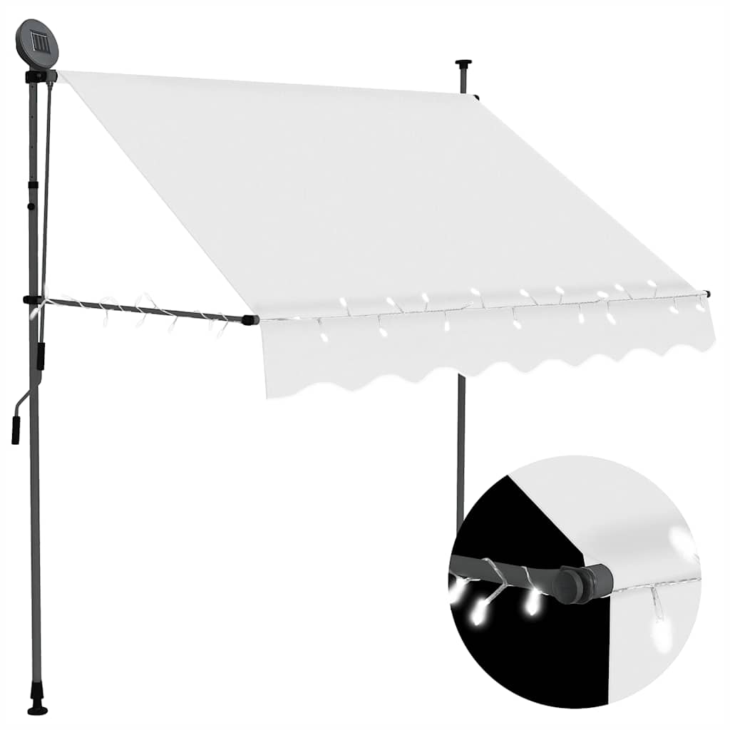 Toldo Manual Retráctil Con Led Crema 200 Cm_1