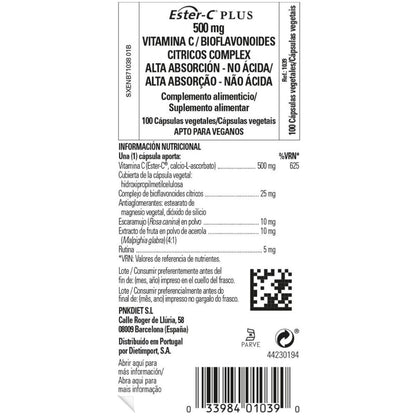 Ester C plus Vitamina C  de 500mg  Solgar 100 cápsulas vegetales