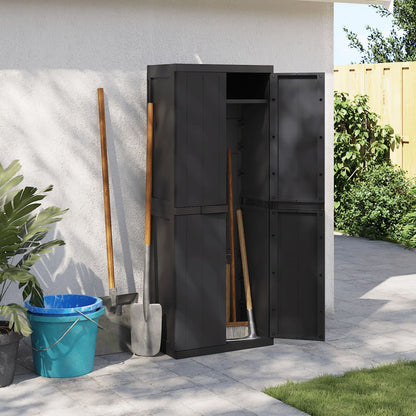 Armario De Almacenaje Exterior Pp Negro 65x37x165 Cm_2