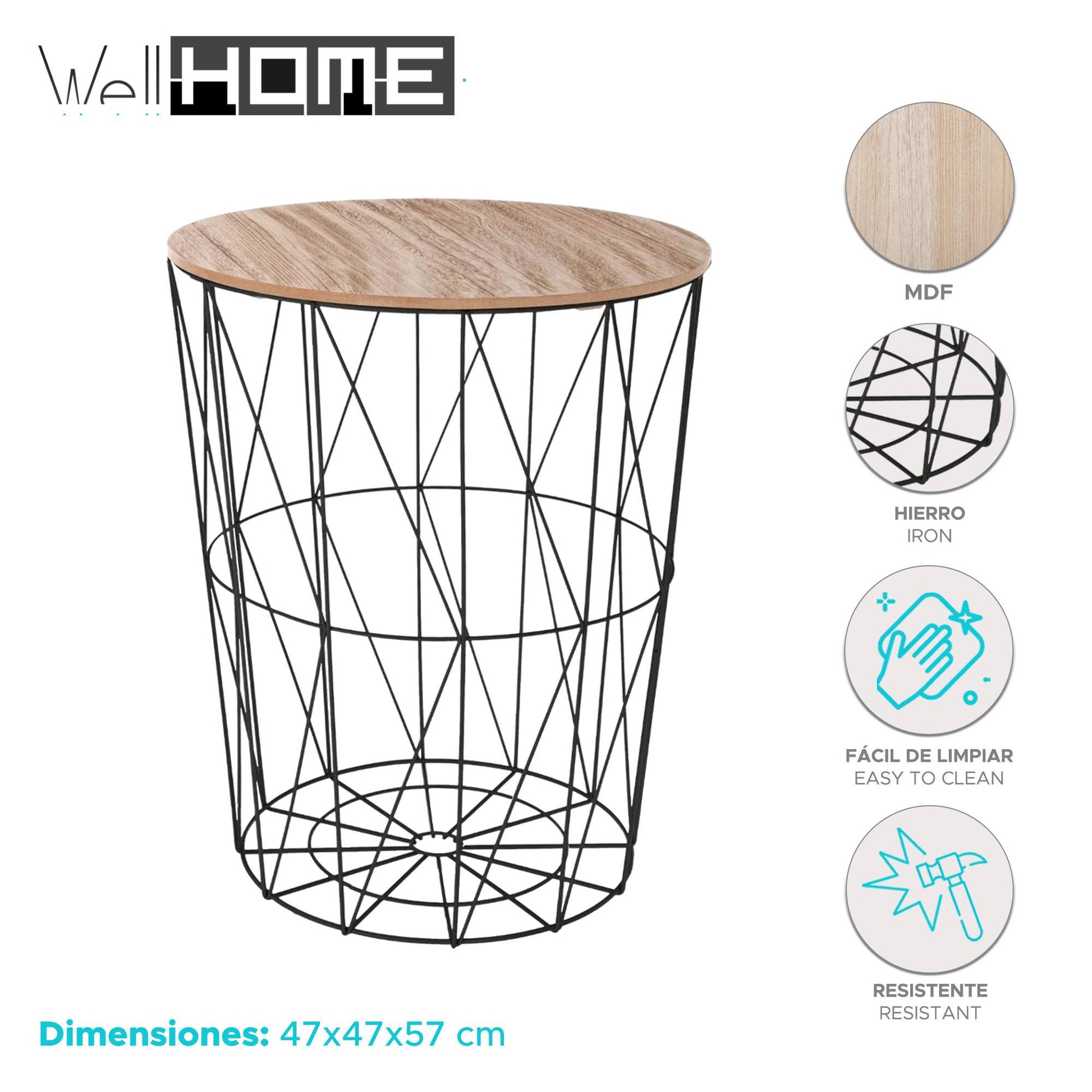 Well Home Mesa De Centro Negra 'kumi' Ø47x57cm_1