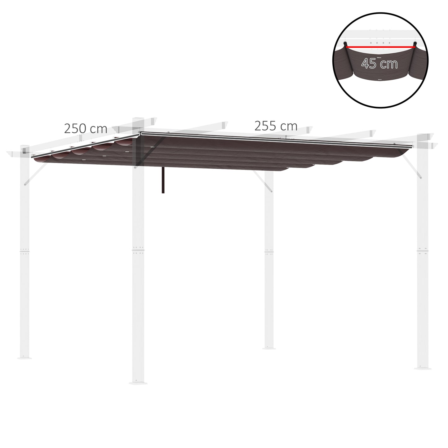 Outsunny Cubierta Para Pérgola Retráctil 2,5x2,55m Para Marco De 3x3 M Café_2