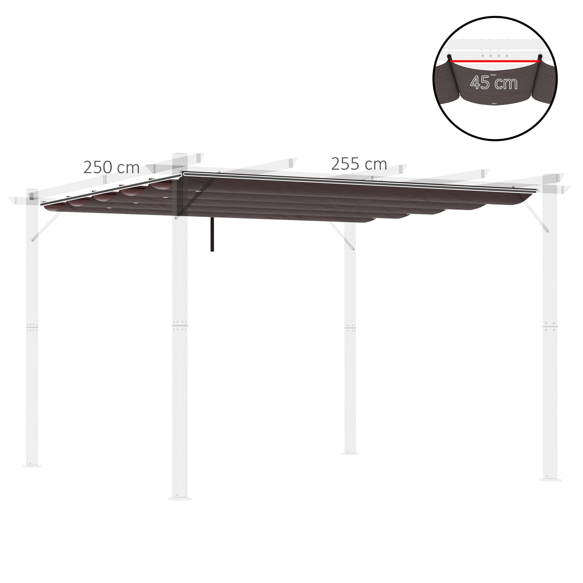 Outsunny Cubierta Para Pérgola Retráctil 2,5x2,55m Para Marco De 3x3 M Café_2