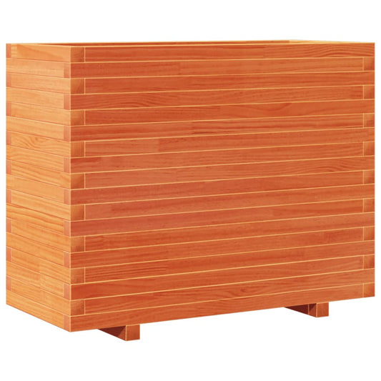 Jardinera Madera Maciza De Pino Marrón Cera 90x40x72 Cm_0