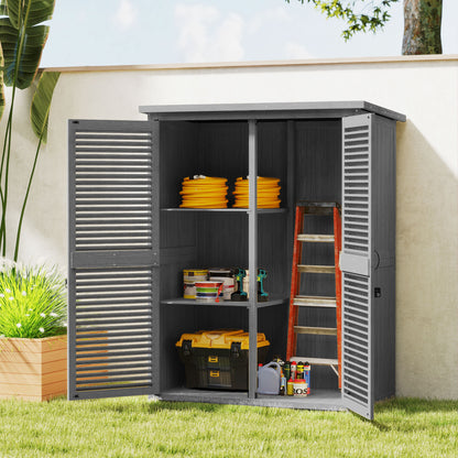 Outsunny Cobertizo De Madera 0,83 M² 127x65x168 Cm Con 2 Puertas Gris_3