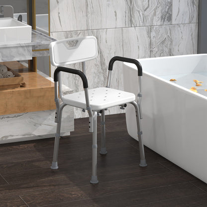 Silla Para Ducha Homcom Aleación De Aluminio Blanco 51,5x51,5x84 Cm_4