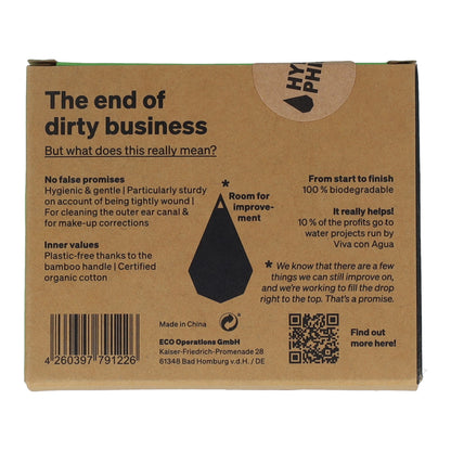 Bastoncillos para oido de Bambú y Algodón Ecológico Hydrophil, 100 ud