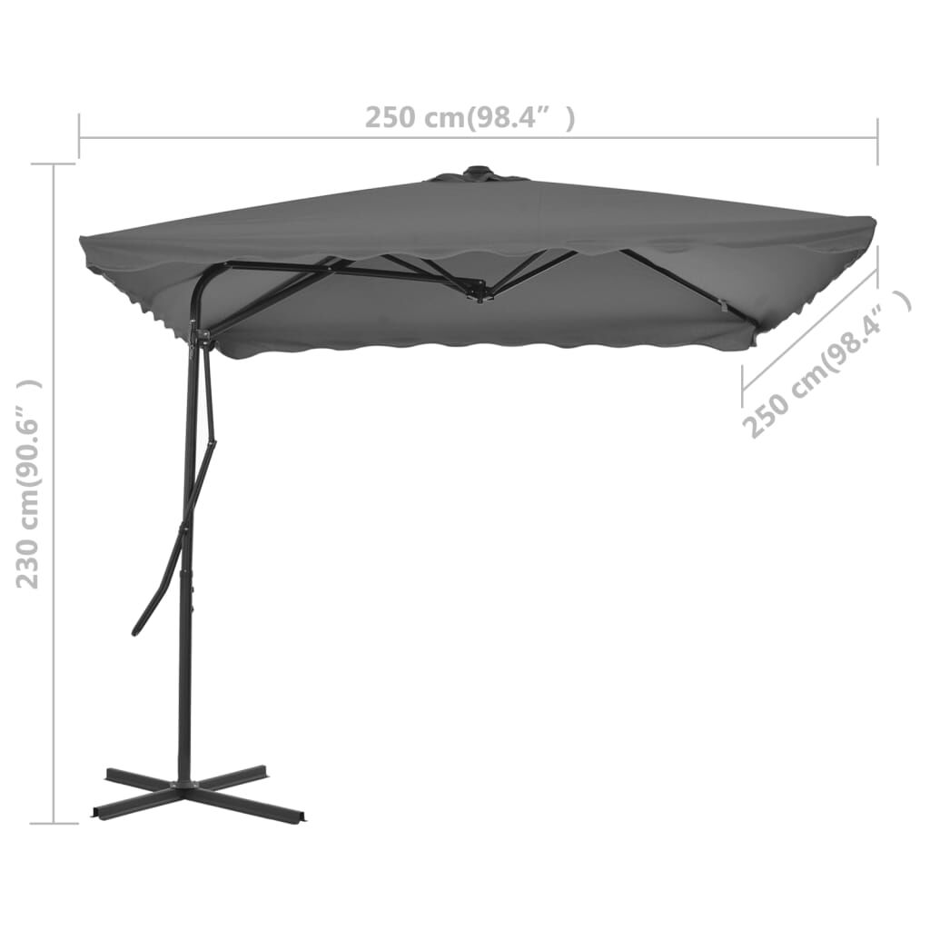 Vidaxl Sombrilla De Jardín Con Palo De Acero Antracita 250x250 Cm_2