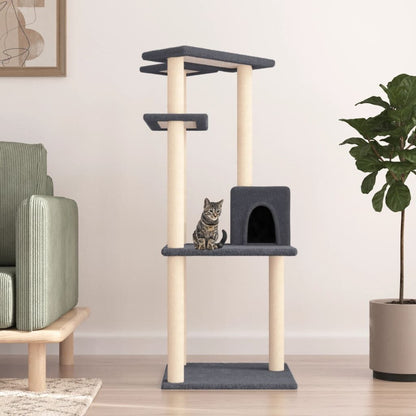 Vidaxl Rascador Para Gatos Con Postes De Sisal Gris Oscuro 123 Cm_1