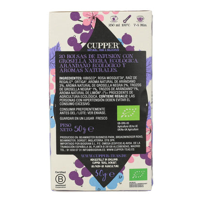 Infusión Grosella Negra y Arándanos Bio Cupper 20 bolsitas