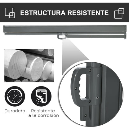 Outsunny Toldo Lateral Retráctil 300x160cm Pantalla Enrollable Para Jardín Crema_4