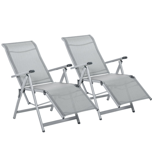 Outsunny Conjunto De 2 Tumbonas Reclinables Y Plegables 78x58x110 Cm Gris_0
