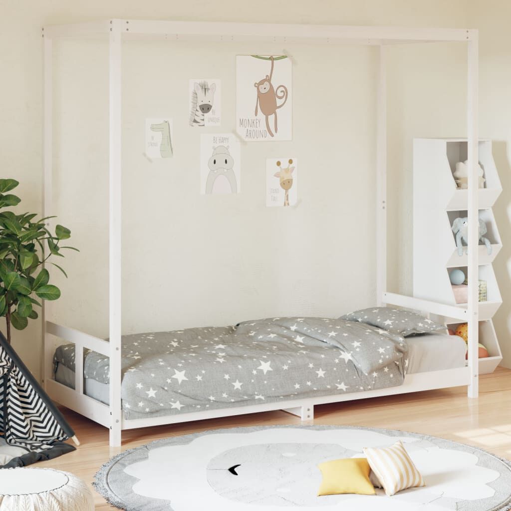 Vidaxl Estructura De Cama Para Niños Madera De Pino Blanco 80x200 Cm_1