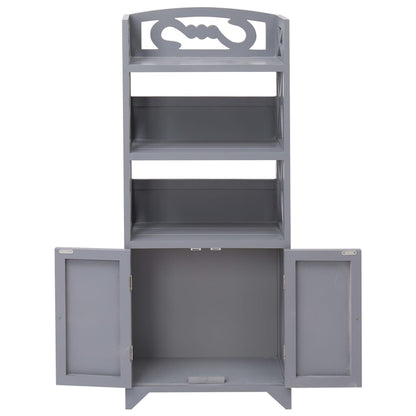 Mueble De Baño Madera De Paulownia Gris 46x24x116 Cm_2