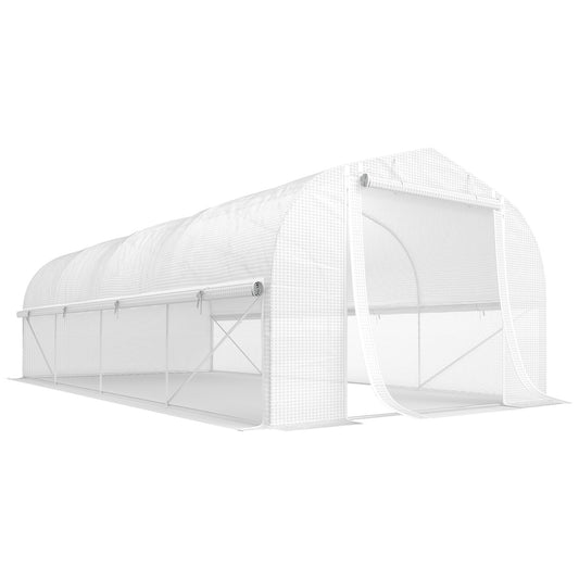Outsunny Invernadero De Exterior 6x3x2 M Con Cubierta De Pe Anti-uv Blanco_0