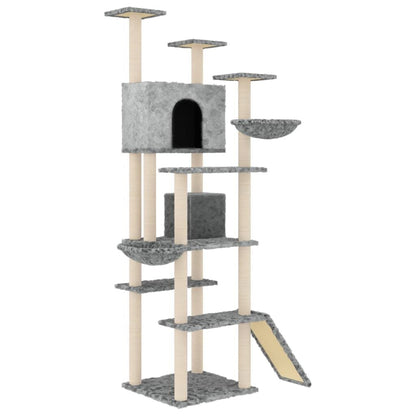 Vidaxl Rascador Para Gatos Con Postes De Sisal Gris Claro 191 Cm_0