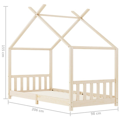 Vidaxl Estructura De Cama Infantil De Madera Maciza De Pino 90x200 Cm_2