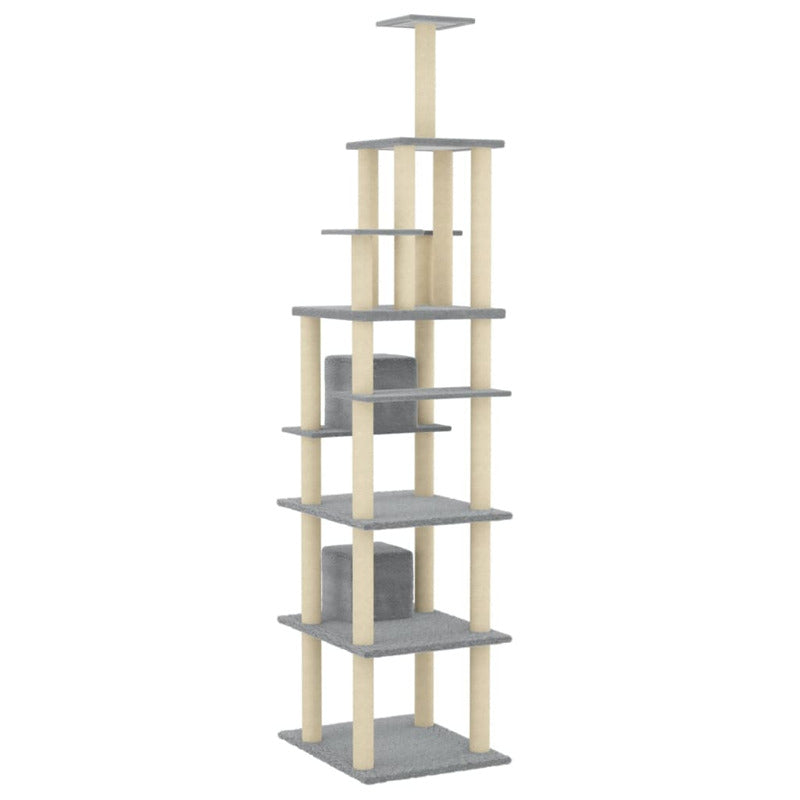 Vidaxl Rascador Para Gatos Con Postes De Sisal Gris Claro 216 Cm_5