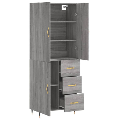Aparador Alto Madera Contrachapada Gris Sonoma 69,5x34x180 Cm_3