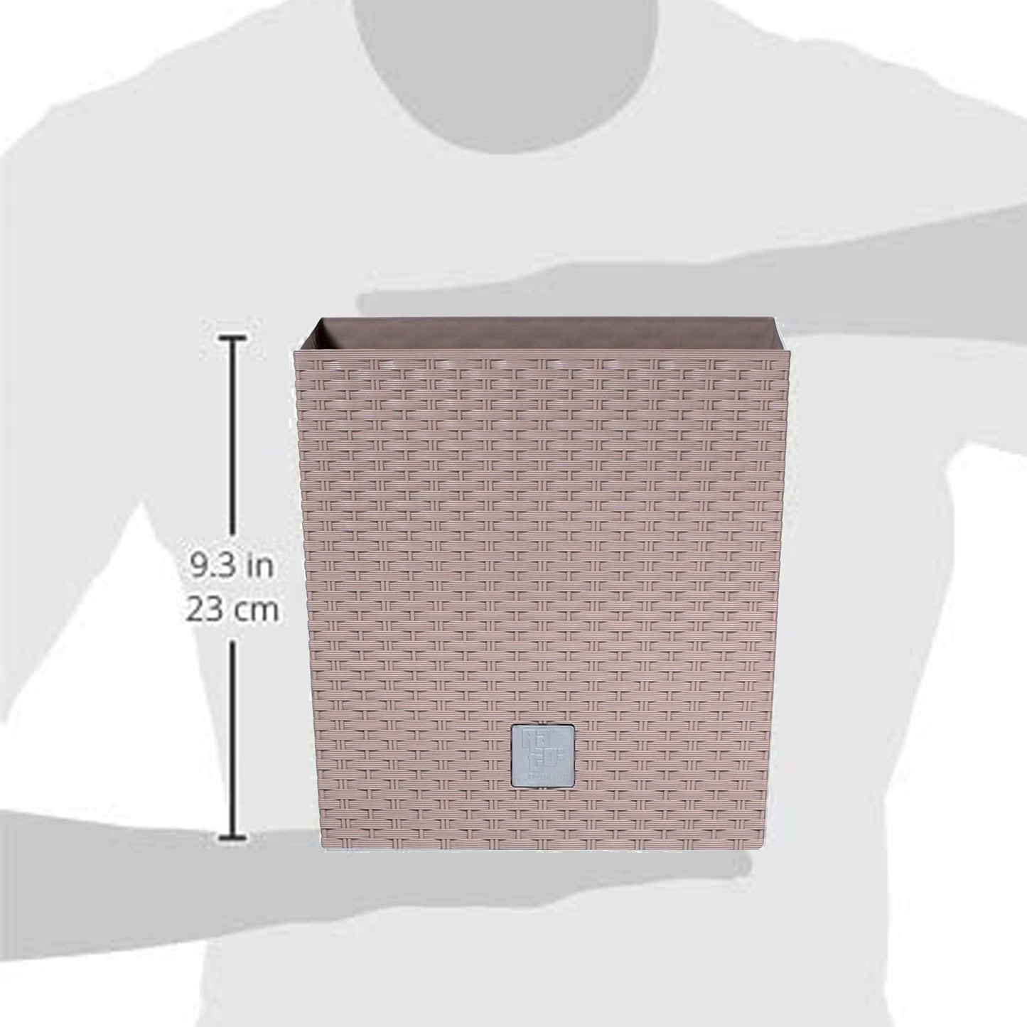 Maceta Rato 10 Litros Con Cubilete Para Plantar En Color Mocca 22,3 X 22,3 X 22,8 Cm._2