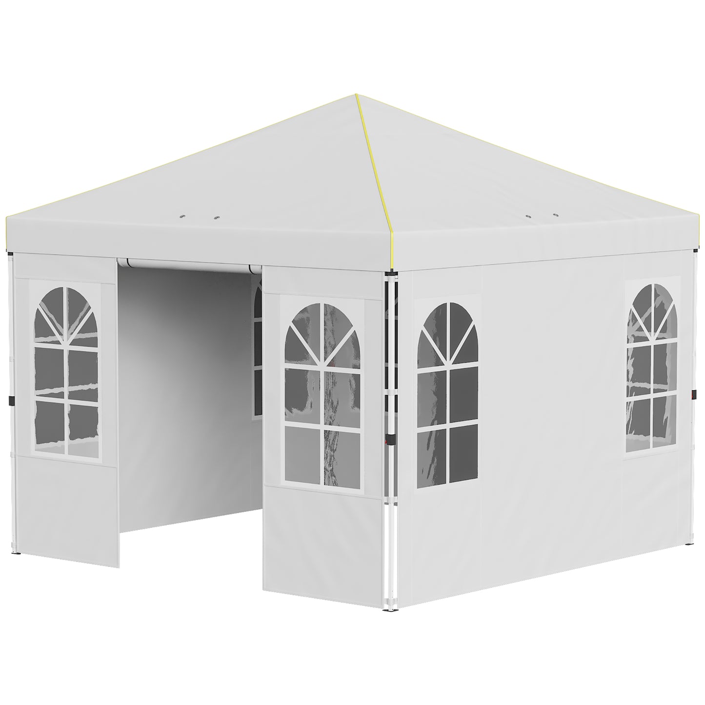Outsunny Carpa Plegable 3x3m Pop-up Altura Ajustable Laterales Extraíbles Blanco_4