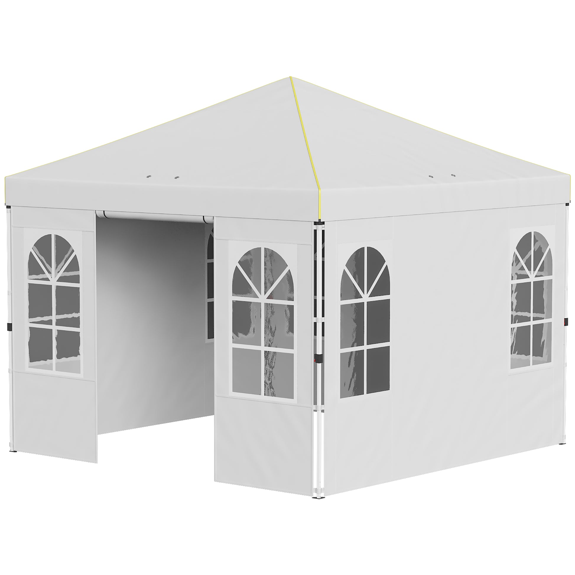 Outsunny Carpa Plegable 3x3m Pop-up Altura Ajustable Laterales Extraíbles Blanco_4