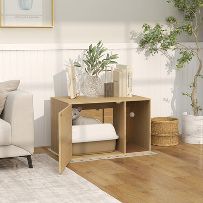 Pawhut Mueble Arenero Para Gatos Con Almohadilla Para Rascar 80x50x50 Cm Roble_1