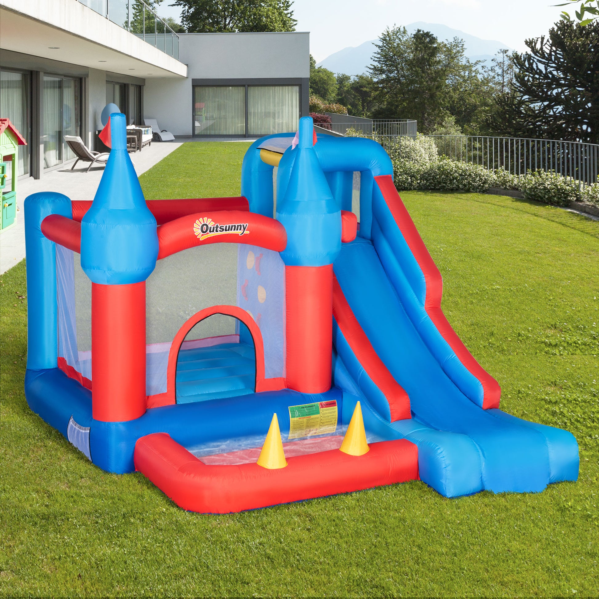 Outsunny Castillo Hinchable Con Tobogán Cama De Salto Y Piscina 333x280x210 Cm_1