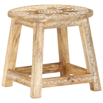 Taburete Pintado A Mano Madera Maciza De Mango 38x38x35 Cm_5