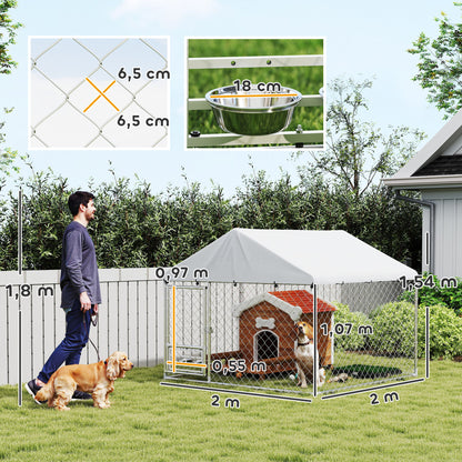 Pawhut Perrera De Exterior Con Techo 2x2x1_2